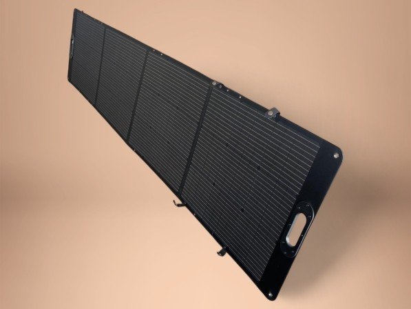 Draagbaar zonnepaneel PV-240X1 in uitgevouwen toestand, close-up