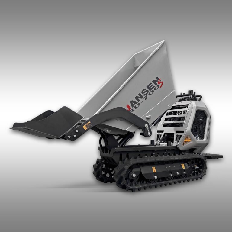 Rupsdumper Jansen RD-700S in actie, kiepend met lading