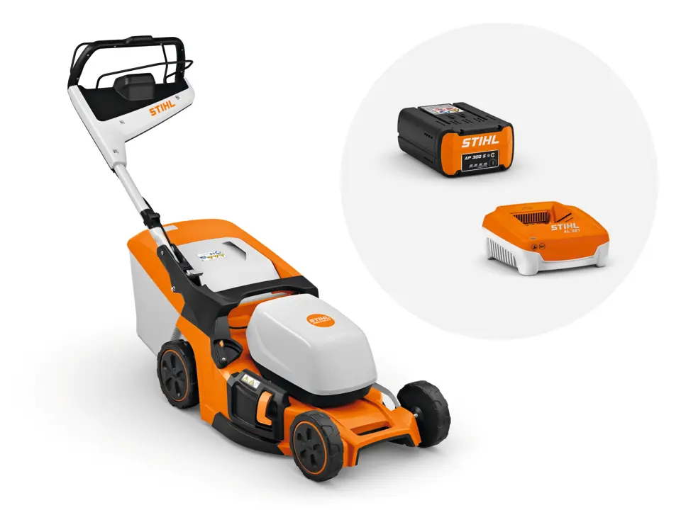 STIHL Accugrasmaaier RMA 448 PV, met AP 300 S accu en AL 301 lader