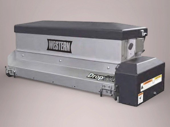 Zoutstrooier DROP 250 - 12 Volt - tankinhoud 100 liter - strooibreedte tot 91 cm - roestvrijstaal - gedragen model